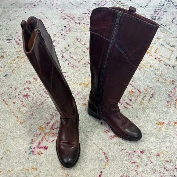 Frye Melissa Tab Tall Boots in Red Brown sz 6 Shoes